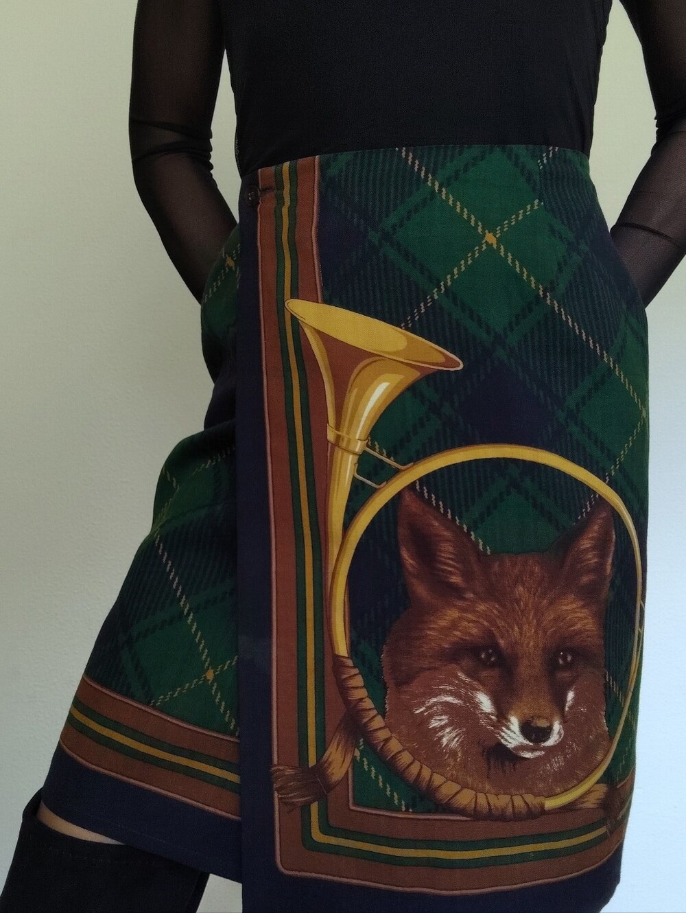Vintage Breeches Wool Wrap Fox Equestrian Skirt / Size 4